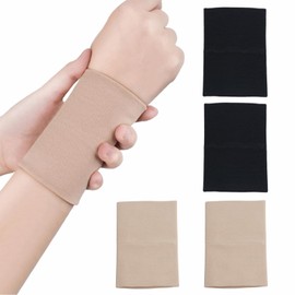 Naturahand 2 Pairs Wrist Wraps for Men & Women Compression Wrist Brace Wrist Sleeve Elastic Wrist Widget Bands Supports for Carpal Tunnel Tattoo Cover Up(Medium Size)