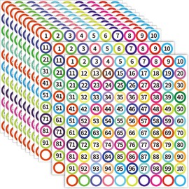 3300 Pcs Consecutive Number Stickers 1-100, 0.4" Mini Round Number Labels with Blank Dots, Assorted Color Borders for Easy Spotting, Inventory Tracking, Teacher Supplies, Office & Home Organization