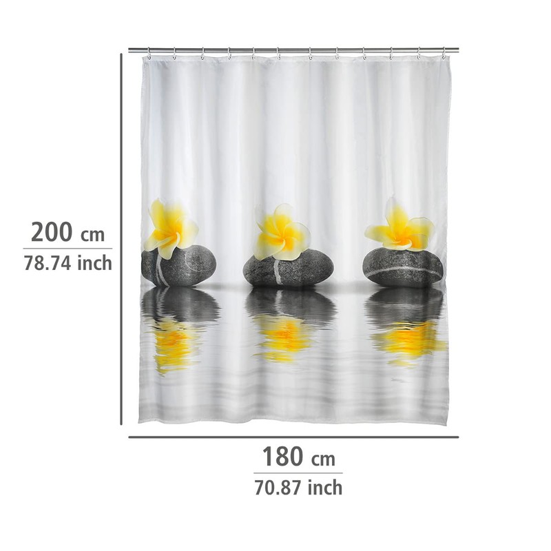 Wenko 20960100 Shower curtain Stones with Flower highquality textile fabric,