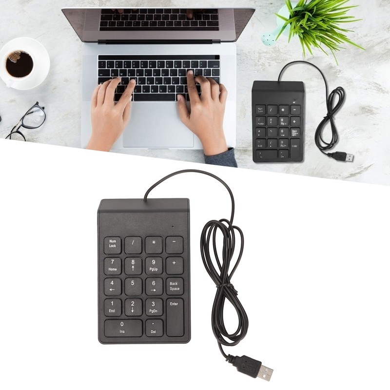 Wired Number Pad 18 Keys Ergonomic USB Plug and Play