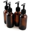 Cornucopia 4oz Amber Glass Pump Bottles (4-Pack); Great for Lotions,
