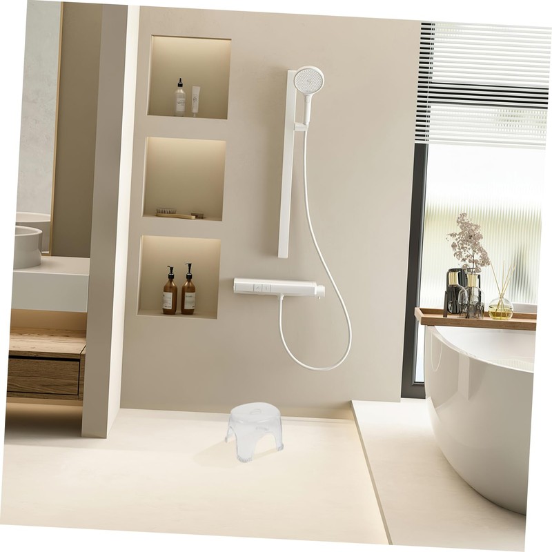Healeved Shower Bench for Bath Acrylic Stool Foot Rest for