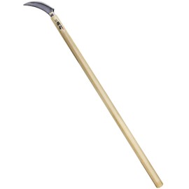 KAKURI Japanese Harvesting Sickle Long Handle 32" [Serrated Blade], Stand Up Weeding Tool for Thick and Tough Plant, Razor Sharp Japanese Stainless Steel Blade, Made in Japan