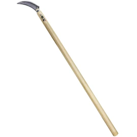 KAKURI Japanese Harvesting Sickle Long Handle 32" [Serrated Blade], Stand Up Weeding Tool for Thick and Tough Plant, Razor Sharp Japanese Stainless Steel Blade, Made in Japan
