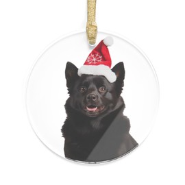 DistinctInk 3.5-Inch Acrylic Christmas Ornament Gift – Christmas Schipperke