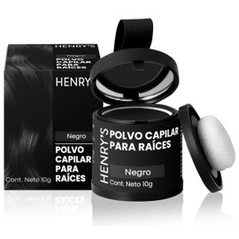 Henrys Polvo para Retocar Raíces Negro, Rellena Zonas Escasas, Define la Línea del Cabello y Cubre el Crecimiento de Raíces al Instante y en Cualquier Momento, Fibras Capilares Hairline Powder. Calvicie, Caida de Cabello o falta de Volumen para Mujer y H