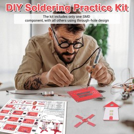 DIY Windmill Solder Practice Kit for Beginners, Soldering Practice Kit with LED Flashing Light & Adjustable Rotation Speed for Students Soldering Training, School STEM Education Project