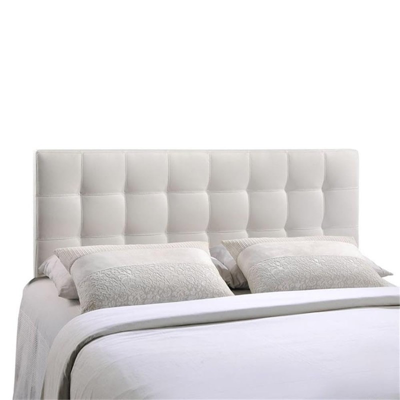 Hawthorne Collections Queen Vinyl Tufted Panel Headboard in White