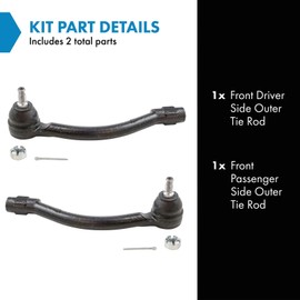 TRQ Front Outer Tie Rod Set Compatible with 2011-2016 Hyundai Elantra 2013-2014 Elantra Coupe 2013-2017 Elantra GT 2012-2017 Veloster 2014-2019 Kia Soul 2015-2019 Soul EV ES801074 ES801075