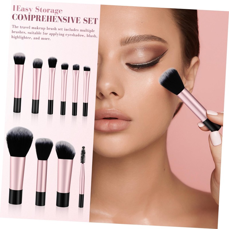 FOMIYES Travel Essentials Makeup Brush Set 10 Pcs Mini Brushes