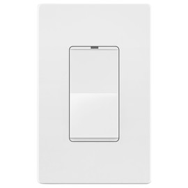 LIDER Minimalist Design Matte Finish Lighted Decorator Switch with Screwless Wall Plate, Frameless Paddle Light Switch with Locator Light, 3-Way, Grounding Screw, 15A 125V, UL Listed, White