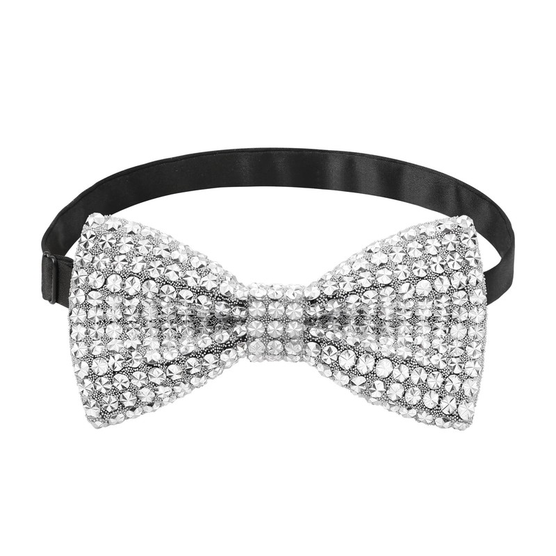 HOULIFE Rhinestone Bow Tie for Men Diamond Bow Tie Pre-Tied