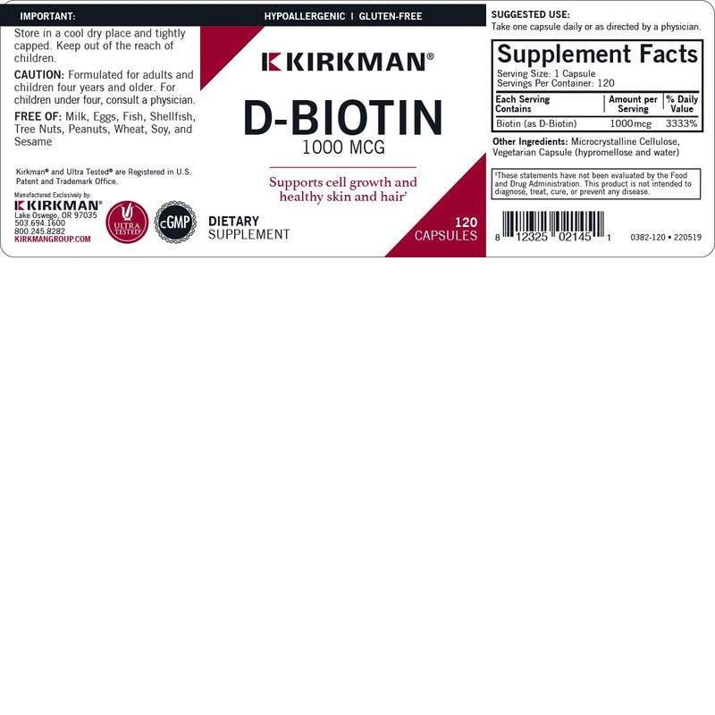 d-Biotin 1000 mcg Capsules - Hypo - 120 count