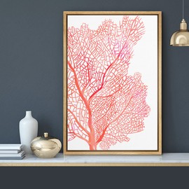 MUDECOR Framed Canvas Print Wall Art Vibrant Red Pink Watercolor Tree Leaf Nature Wilderness Illustrations Modern Art Floral Botanical Multicolor for Living Room, Bedroom, Office - 24"x36" Natural