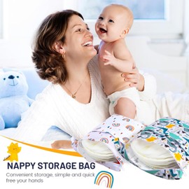 shallyong Wetbag, Pack of 3 Changing Bags, Wet Bag, Wet Bag, Nursery, Wet Bag, Swimming, Waterproof, Washable, for Toddler Nappies, Travel, Beach, Pool, Gym, Dinosaur Rainbow-2, Wet Bag Nursery