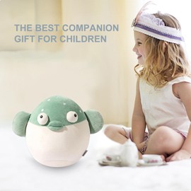Kids Travel Pillow 2-in-1 Malleable Neck Pillow, Soft U-shaped Pillow with Cute Plush Toys, Cosy Sleeping and Play Companion for Aeroplanes, Cars and Travel – Green Fish