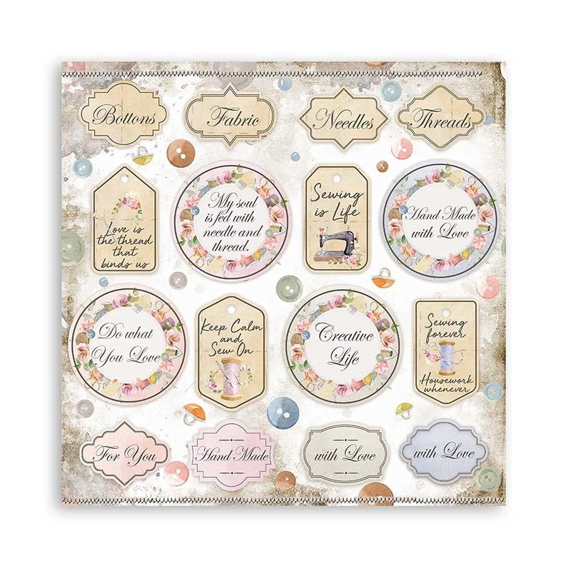 Stamperia Scrapbooking Pad-Romantic Threads, 12 x 12 inches, Multicoloured