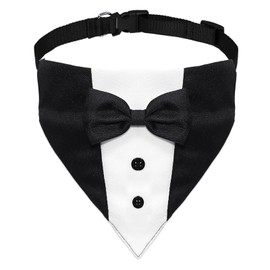 Yymobt Dog Tuxedo, Formal Dog Wedding Marriage Bandana Bow Tie Collar Adjustable Cat Costume Pet Party Tux for Small, Medium and Large Dogs Engagement Birthday