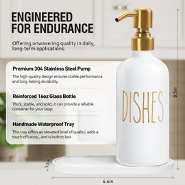 MOMEEMO Kitchen Soap Dispenser Set, Contains Dish and Hand Soap Dispenser, Suitable for Kitchen Counter Decor. (White)
