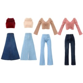 Bencailor 8 Pieces Summer Doll Clothes for 11.8 Inch Doll Accessories Sweaters Denim Pant Regular Outfit Clothing for Gift(Classic Color)