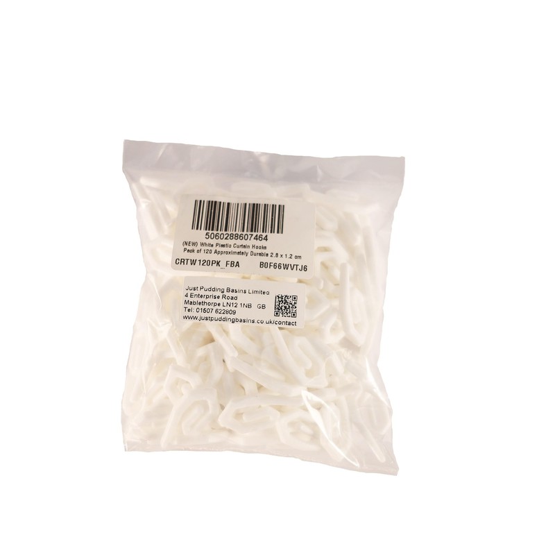 White Plastic Curtain Hooks for Pencil Pleat Caravan Curtains, Drapes,