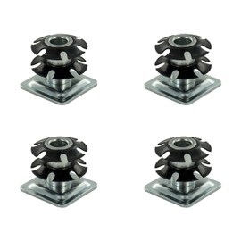 Outwater Industries Double Star Threaded Caster Insert | Heat Treated Steel | Fits 1-1/8 Inch Square 16-18 Gauge Tube | Thread: 5/16-18 | 4 Pack