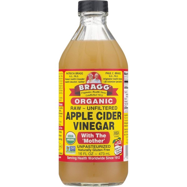 Bragg Organic Apple Cider Vinegar With the Mother– USDA Certified Organic – Raw, Unfiltered All Natural Ingredients, 16 ounce