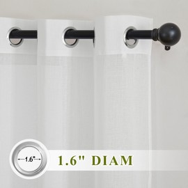 NICETOWN - Cortinas transparentes de lino blanco de 90 pulgadas para sala de estar, con ojales, mezcla de lino semitransparente, privacidad con cortinas filtrantes de luz, para granja/cabaña, 36 x 90