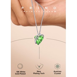 prino Love Heart Necklaces for Women,Silver Plated Pendant with Birthstone Crystals,Jewelry Gifts for Wife,Mom on Mother's Day,Anniversary,Birthday, Christmas,Valentine's day