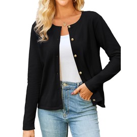Yekaty Button Black Cardigan Sweaters for Women Lightweight Cotton Knit Fall Outfits Fashion Clothes