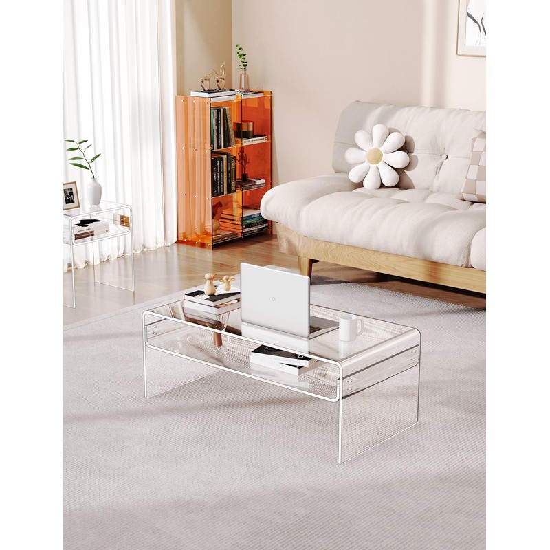 solaround Acrylic Coffee Table for Living Room Clear Rectangle Lucite