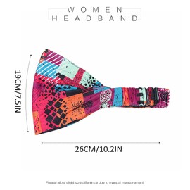 Zoestar Boho Headbands with Flower Turban Head Wrap Vintage Elastic Yoga Hair Bands 3 Pieces for Women and Girls (A)