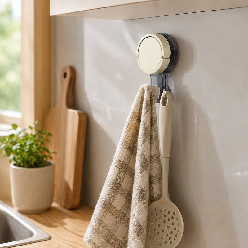 Vacuum Suction Hooks for Bathroom & Kitchen - No-Drill Removable