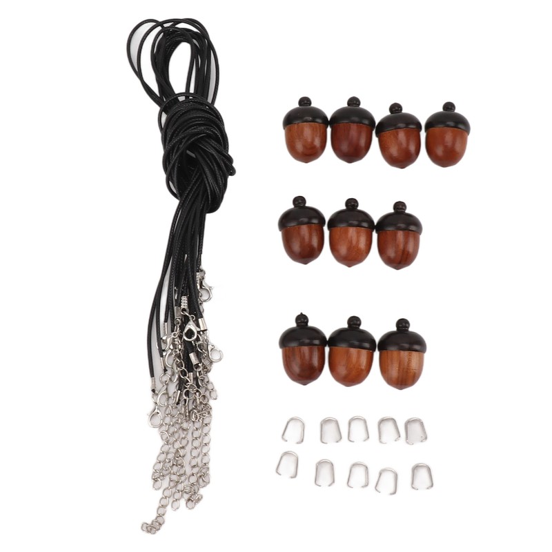 10PCS Wooden Nut Acorn Pendant Necklace Acorn Box Clasp Nylon
