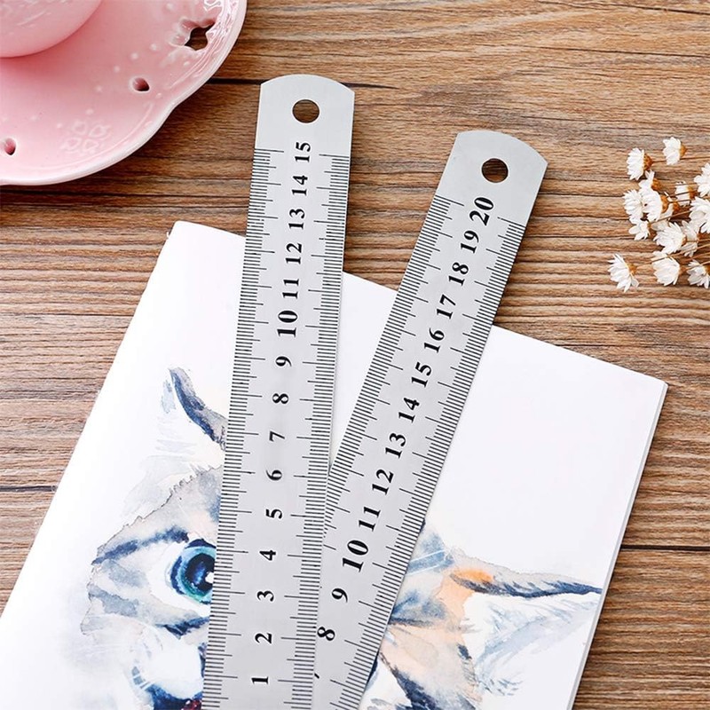 KIPTVO 4PCS Metal Ruler, Ruler Stainless Steel Ruler 15cm 20cm