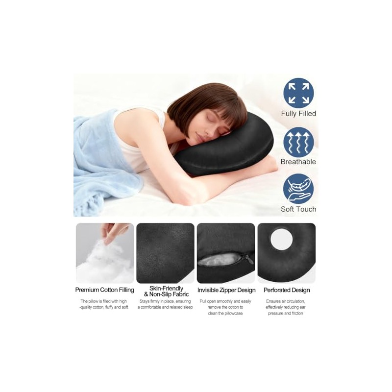 Piercing Pillow with Hole, Adjustable Piercing Pillow for Side Sleepers,