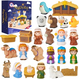 HARDWIND 25pcs Nativity Set for Kids, Christmas Story Playset Figurine, Little Nativity Toddler Toy, Nativity Scene Set for Children Ages 1 2 3 4 5 6+