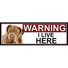 SHAWPRINT Dogue-De-Bordeaux WARNING I LIVE HERE METAL GATE SIGN 266mm x 87mm. (988H2)