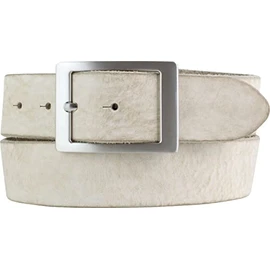 BELTINGER Men's Belt Made of Soft Full Cowhide Leather with Double Buckle Vintage Look 4 cm Jeans Belt for Men 40 mm Leather Belt Used Look, Mist, silver.