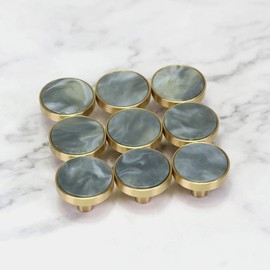 EVERGD 27mm Pure Copper Handle Shell Brass Gold Wardrobe Kitchen Cabinet Door Knobs Drawer Cupboard Hardware Pull Handle Clothes Coat Hook Modern Simple (9, Ink Green)