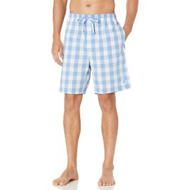 NAUTICA Mens Soft Woven 100% Cotton Elastic Waistband Sleep Pajama Short, Riviera Blue, Medium