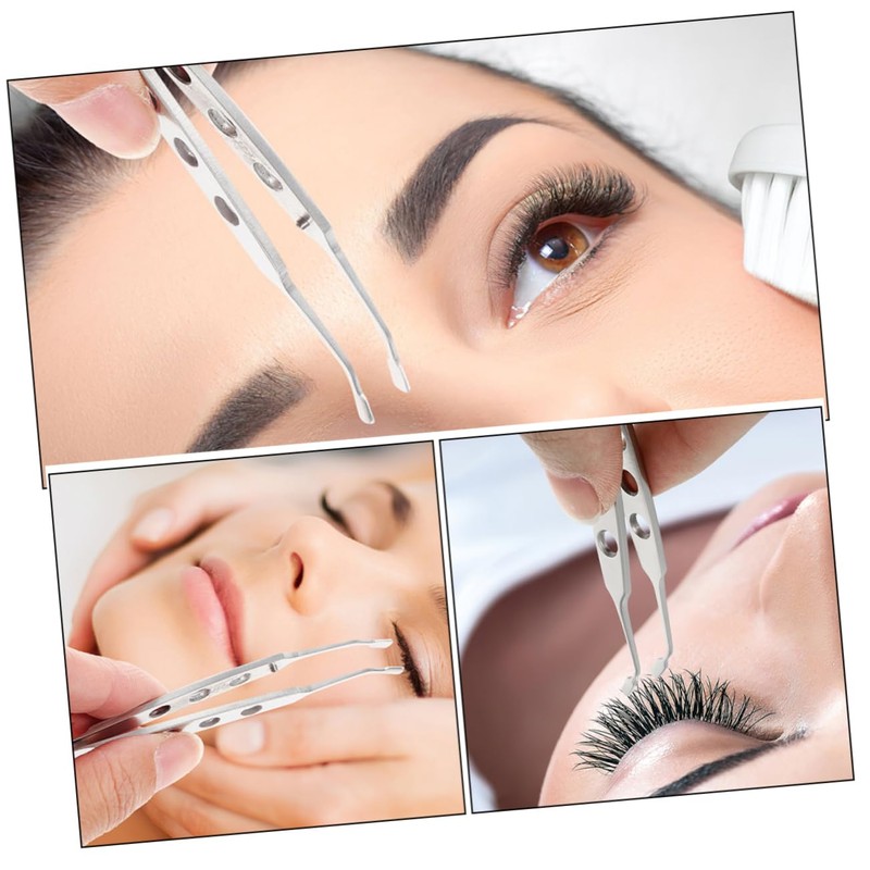 IWOWHERO 2pcs Professional Eyelid Treatment Tool Stainless Steel Tweezers Multifunctional