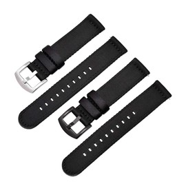 Shieranlee 18MM NATO Quick Release Watch Strap 2 Pack Thick Double Layer Canvas Nylon Black Buckle