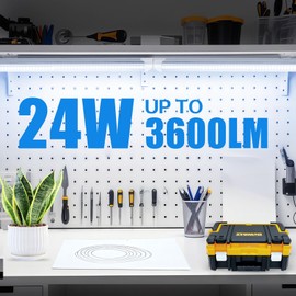 CNSUNWAY LED Shop Light 2FT, 24W 3600LM 6500K Super Bright, T8 Integrated LED Light Fixture, D-Shape, High Output, Linkable Utility 24'' Shop Lights for Room, Garage, Workbench, Warehouse, 2 Pack