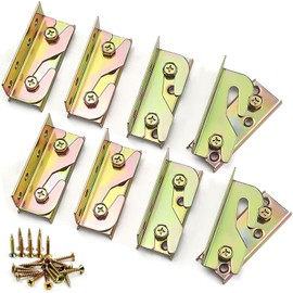 8 Pcs Bed Brackets Corner, Bed Rail Brackets, Heavy Duty headboard fixings with Screws, Rust Proof Hardware Frame Bracket Fittings Fastener