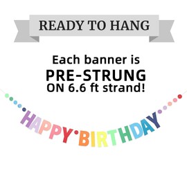 Happy Birthday Banner,Pre-Strung Colorful Dot Birthday Banner,Cute Paper Flag Decorations Garland Party Decorations for Boys Girls Baby Shower Party Favor Decoration Supplies