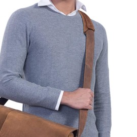 STILORD Shoulder Pad Leather Padded Non-Slip Bag Strap Shoulder Pad Shoulder Strap Removable Genuine Vintage Leather, Dijon - Brown, briefcase