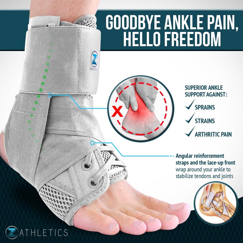 Z ATHLETICS Zenith Ankle Brace, Lace Up Adjustable Support –