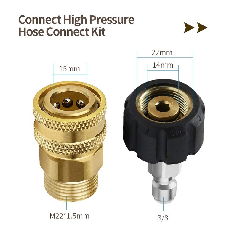 Anxingo Pressure Washer Adapter Set, 3/8" Quick Connect Kit, M22