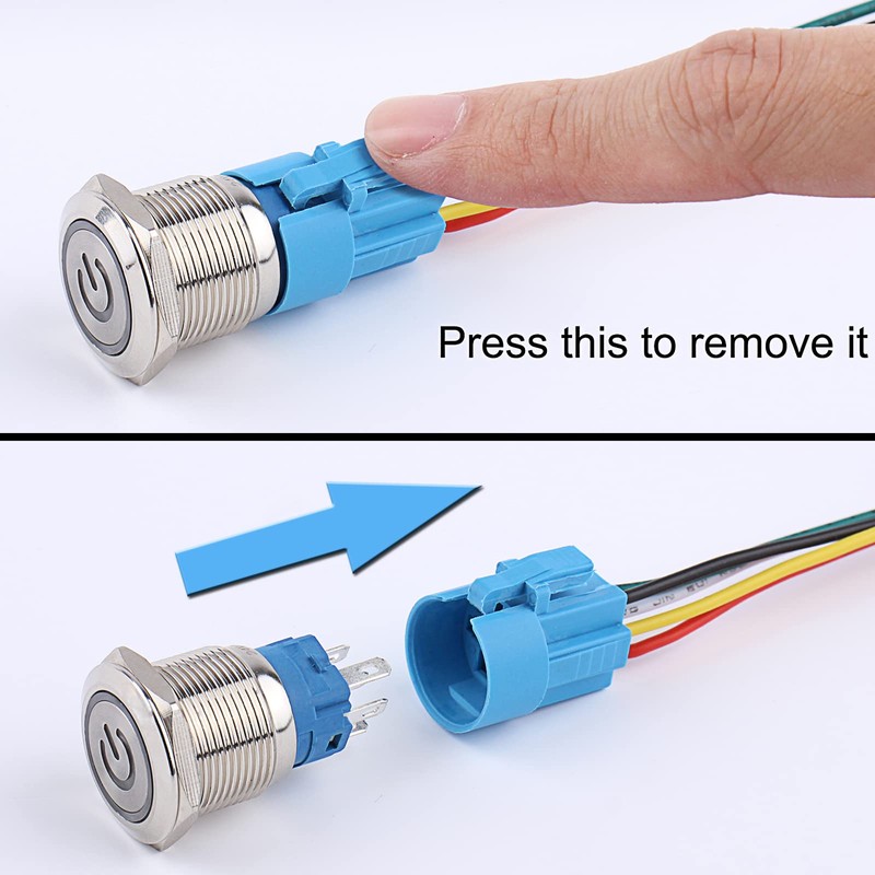 DMWD 2PCS 19mm Latching Push Button Switch 12V-24V On/Off 1NO